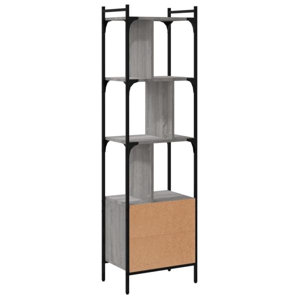 B?cherregal mit T?r Grau Sonoma 44,5x30x154,5 cm Holzwerkstoff