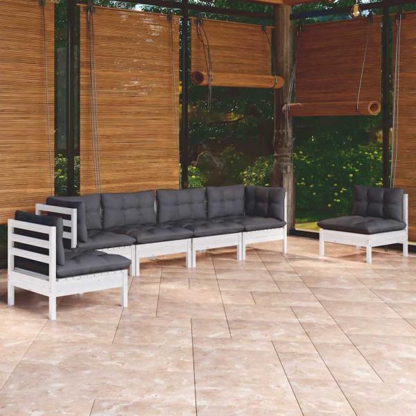 ARDEBO.de - 6-tlg. Garten-Lounge-Set mit Kissen Kiefer Massivholz