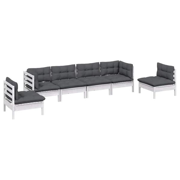 6-tlg. Garten-Lounge-Set mit Kissen Kiefer Massivholz