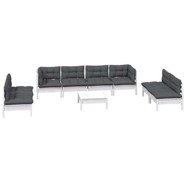 9-tlg. Garten-Lounge-Set mit Kissen Kiefer Massivholz