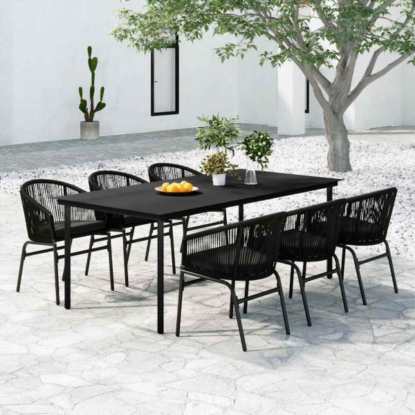 ARDEBO.de - 7-tlg. Garten-Essgruppe Schwarz