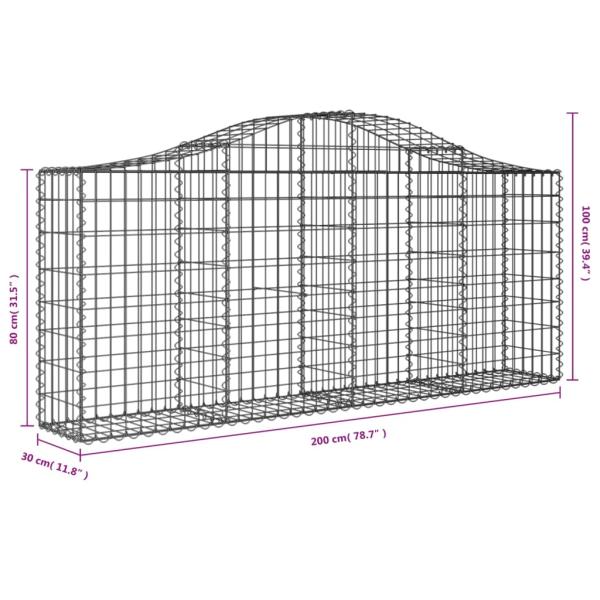 Gabionen mit Hochbogen 4 Stk. 200x30x80/100 cm Verzinktes Eisen