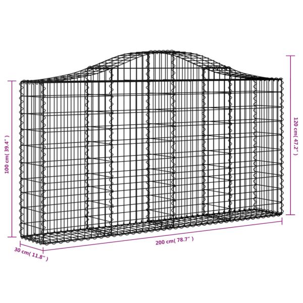 Gabionen mit Hochbogen 4 Stk. 200x30x100/120cm Verzinktes Eisen