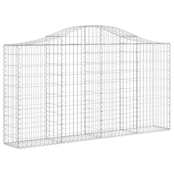 Gabionen mit Hochbogen 11Stk. 200x30x100/120cm Verzinktes Eisen