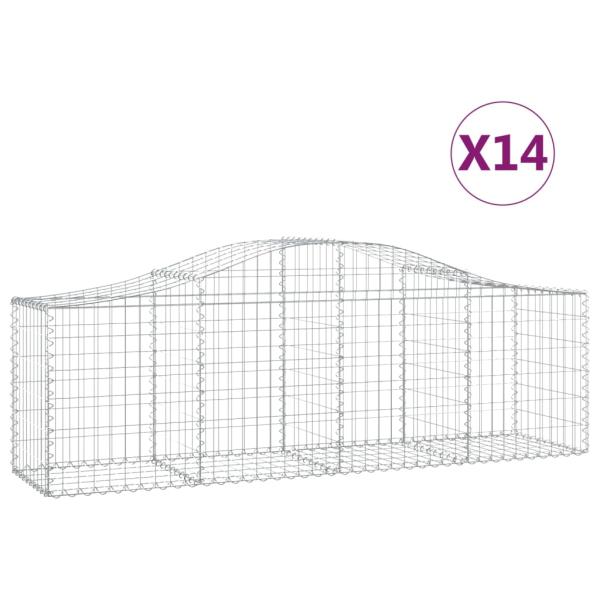 Gabionen mit Hochbogen 14 Stk. 200x50x60/80 cm Verzinktes Eisen