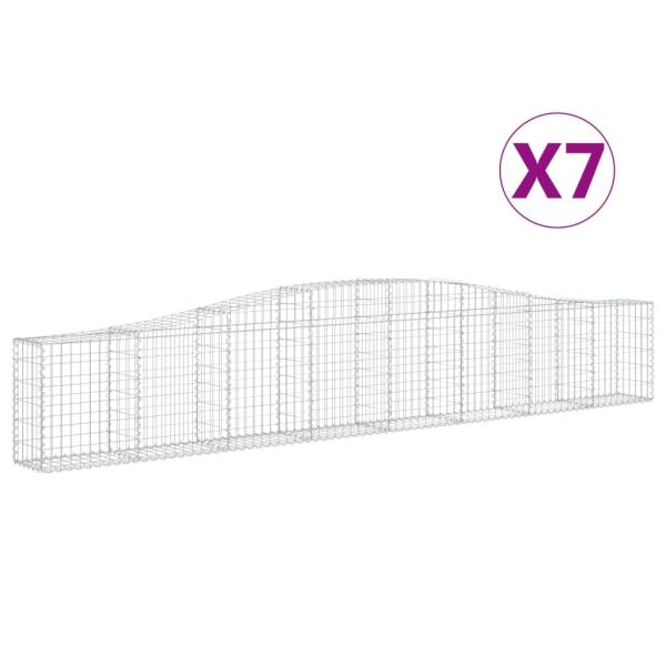 Gabionen mit Hochbogen 7 Stk. 400x30x60/80 cm Verzinktes Eisen