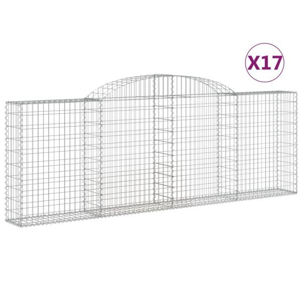 Gabionen mit Hochbogen 17 Stk 300x30x100/120cm Verzinktes Eisen