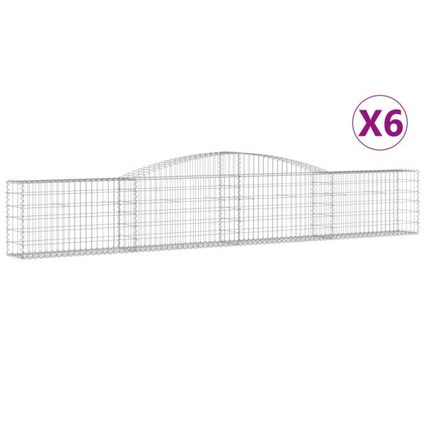Gabionen mit Hochbogen 6 Stk. 400x30x60/80 cm Verzinktes Eisen