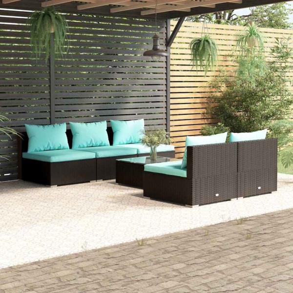ARDEBO.de - 6-tlg. Garten-Lounge-Set mit Kissen Poly Rattan Schwarz