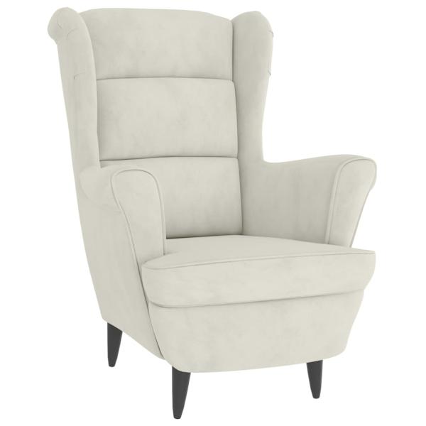 Ohrensessel mit Hocker Creme Samt