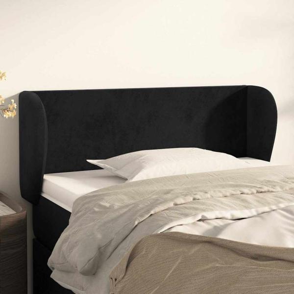 ARDEBO.de - Kopfteil mit Ohren Schwarz 103x23x78/88 cm Samt