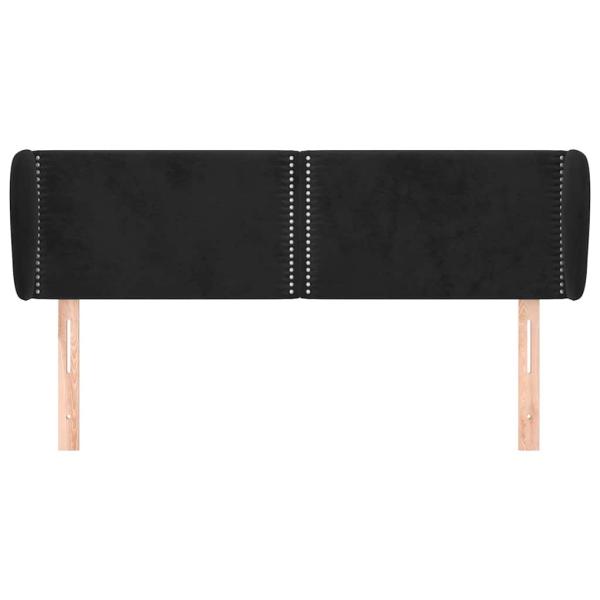 Kopfteil mit Ohren Schwarz 147x23x78/88 cm Samt