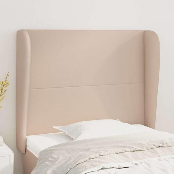 ARDEBO.de - Kopfteil mit Ohren Cappuccino-Braun 93x23x118/128 cm Kunstleder