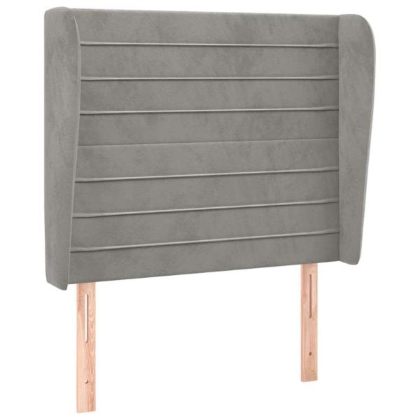 Kopfteil mit Ohren Hellgrau 103x23x118/128 cm Samt