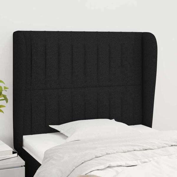 ARDEBO.de - Kopfteil mit Ohren Schwarz 103x23x118/128 cm Stoff