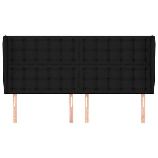 Kopfteil mit Ohren Schwarz 163x23x118/128 cm Stoff