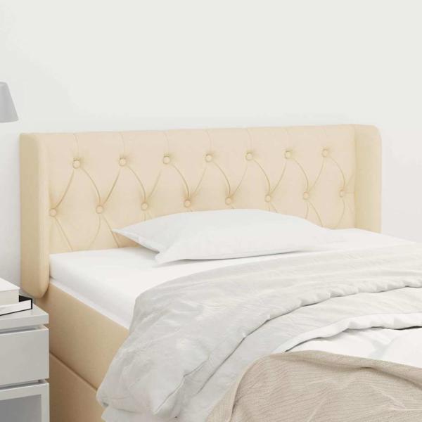ARDEBO.de - Kopfteil mit Ohren Creme 93x16x78/88 cm Stoff