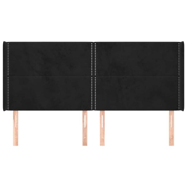 Kopfteil mit Ohren Schwarz 183x16x118/128 cm Samt