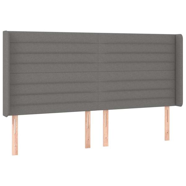 Kopfteil mit Ohren Dunkelgrau 203x16x118/128 cm Stoff