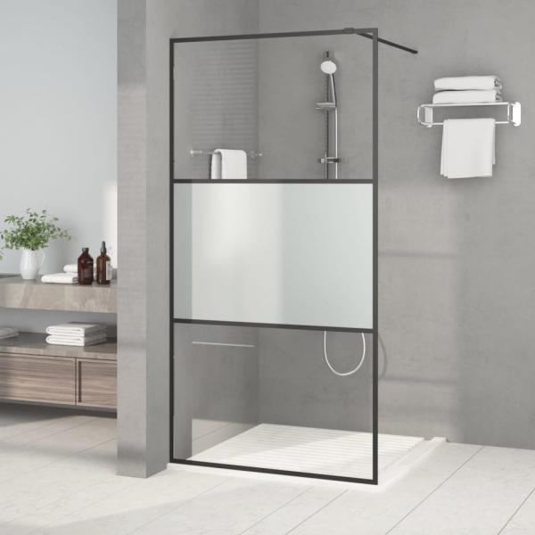 ARDEBO.de - Duschwand f?r Begehbare Dusche Schwarz 100x195 cm Halbmatt ESG