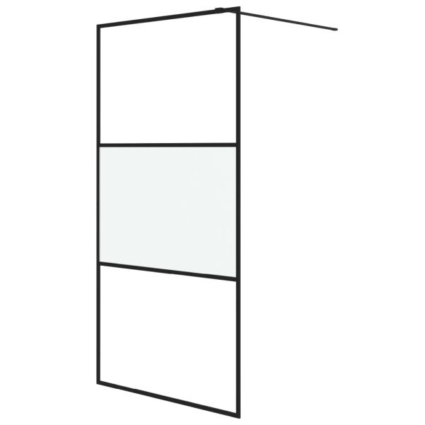 Duschwand f?r Begehbare Dusche Schwarz 100x195 cm Halbmatt ESG