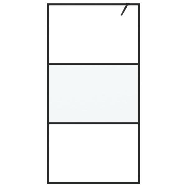Duschwand f?r Begehbare Dusche Schwarz 100x195 cm Halbmatt ESG