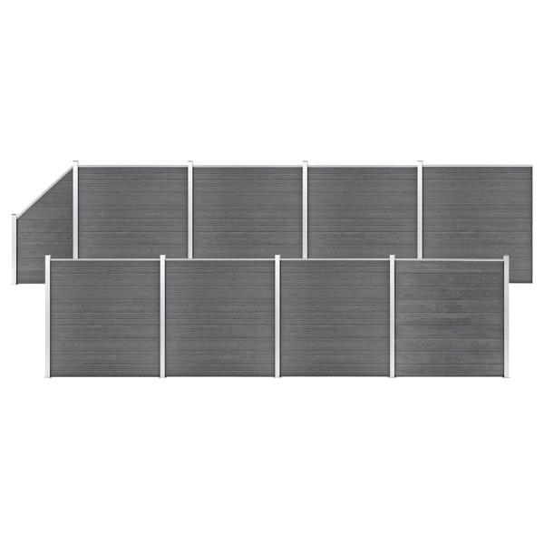 ARDEBO.de - WPC Zaun-Set 8 Quadrate + 1 Schräge 1484x186 cm Grau