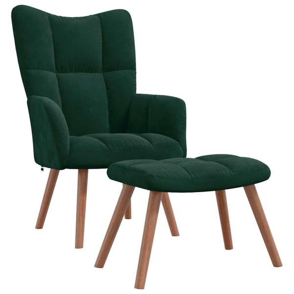 Relaxsessel mit Hocker Dunkelgr?n Samt