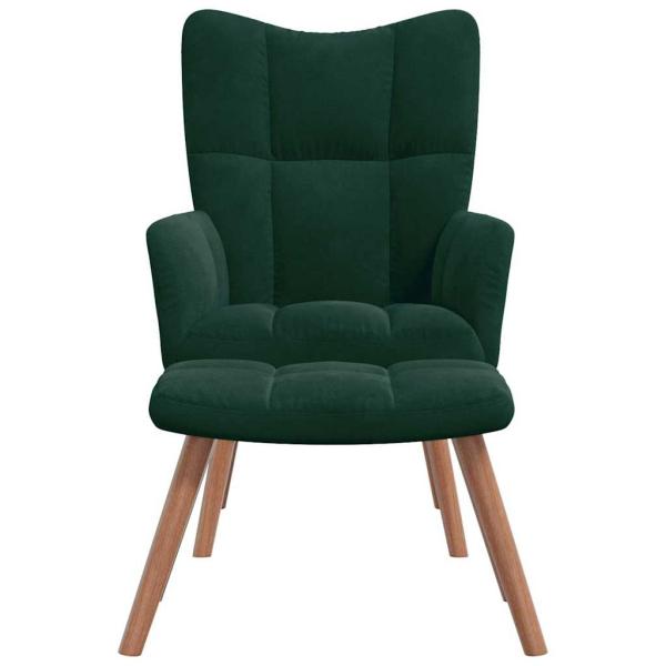 Relaxsessel mit Hocker Dunkelgr?n Samt