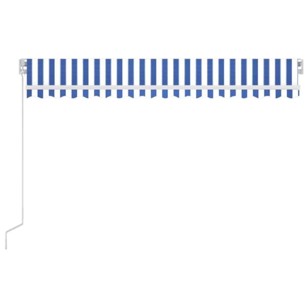 Markise Manuell Einziehbar mit LED 450x350 cm Blau und Weiß