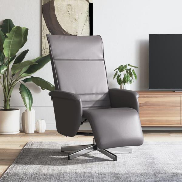 ARDEBO.de - Relaxsessel mit Fu?teil Grau Kunstleder