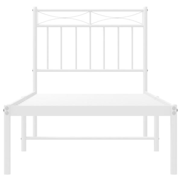 Metallbett ohne Matratze mit Kopfteil Weiß 75x190 cm