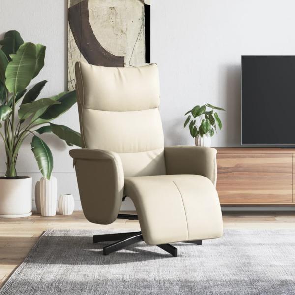 ARDEBO.de - Relaxsessel mit Fußteil Creme Kunstleder