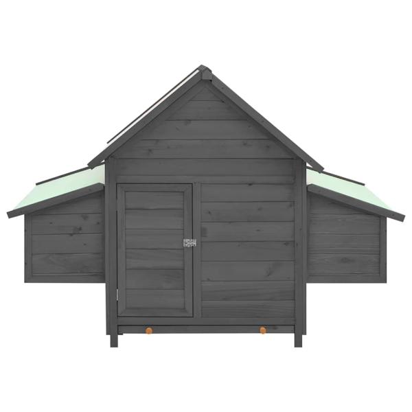 Hühnerstall Grau und Weiß 150x96x110 cm Massivholz Tanne