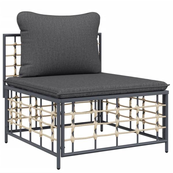 Garten-Mittelsofa mit Dunkelgrauen Kissen Poly Rattan
