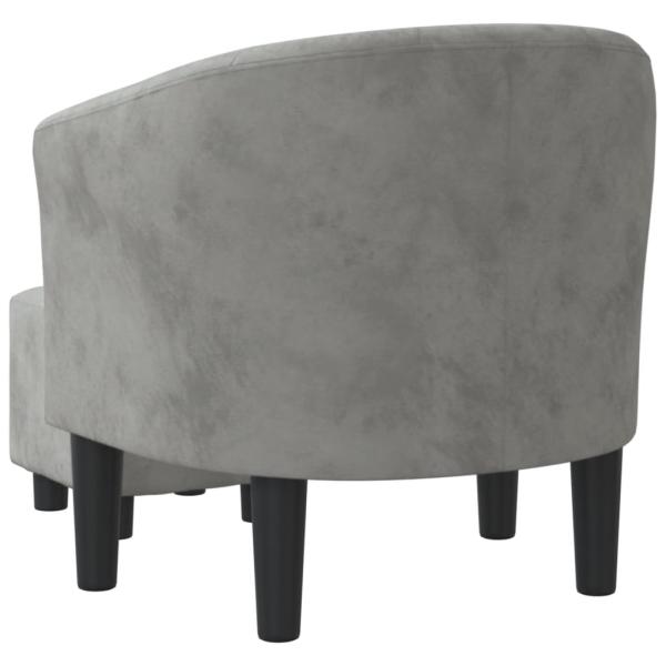 Clubsessel mit Fu?hocker Hellgrau Samt
