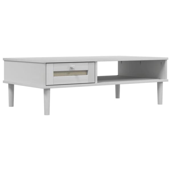 Couchtisch SENJA Rattan-Optik Wei? 100x55x33 cm Kiefernholz