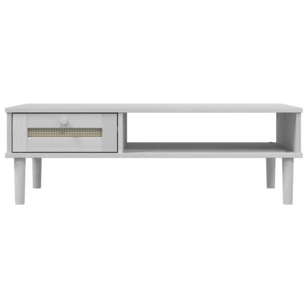 Couchtisch SENJA Rattan-Optik Wei? 100x55x33 cm Kiefernholz