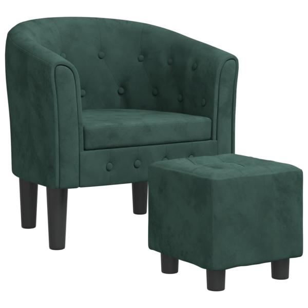 Clubsessel mit Fu?hocker Dunkelgr?n Samt