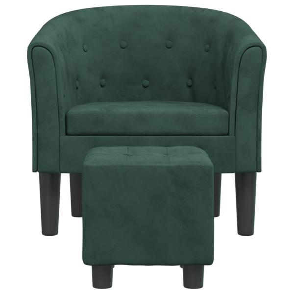 Clubsessel mit Fu?hocker Dunkelgr?n Samt