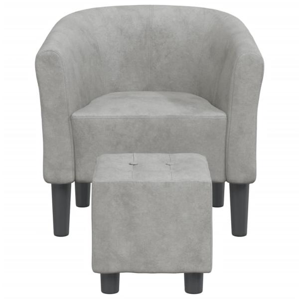 Clubsessel mit Fu?hocker Hellgrau Samt