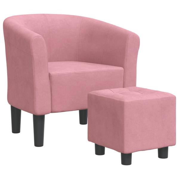 Clubsessel mit Fu?hocker Rosa Samt