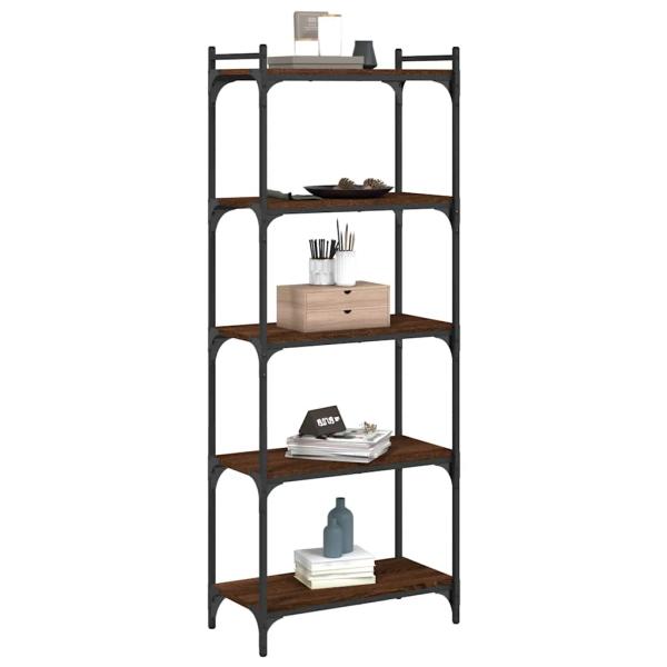 B?cherregal 5 B?den Braun Eiche-Optik 60x30x154cm Holzwerkstoff
