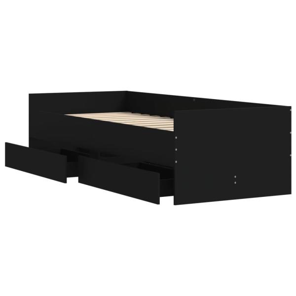 Bett mit Schubladen Schwarz 75x190 cm