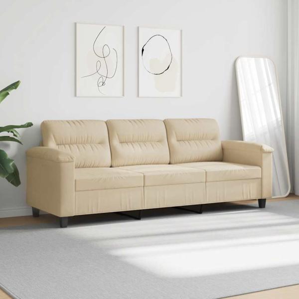 3-Sitzer-Sofa Creme 180 cm Mikrofasergewebe