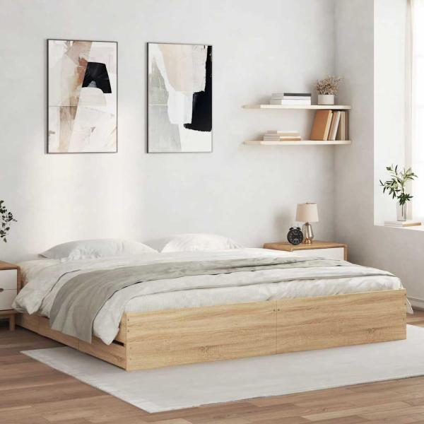 ARDEBO.de - Bettgestell mit Schubladen Sonoma-Eiche 160x200cm Holzwerkstoff