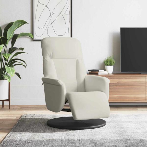 ARDEBO.de - Relaxsessel mit Fußteil Creme Samt