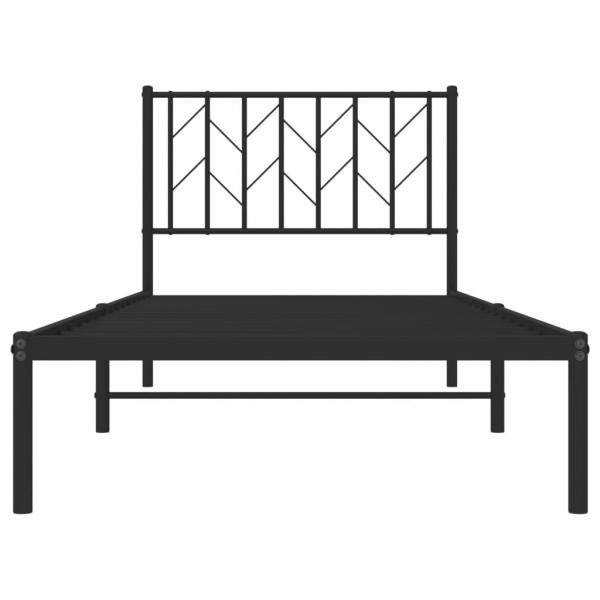 Bettgestell mit Kopfteil Metall Schwarz 90x200 cm