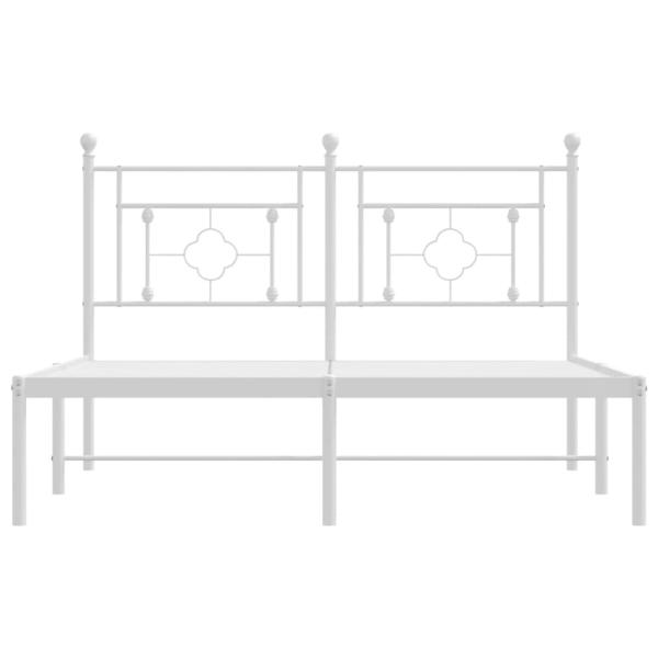 Bettgestell mit Kopfteil Metall Weiß 140x190 cm