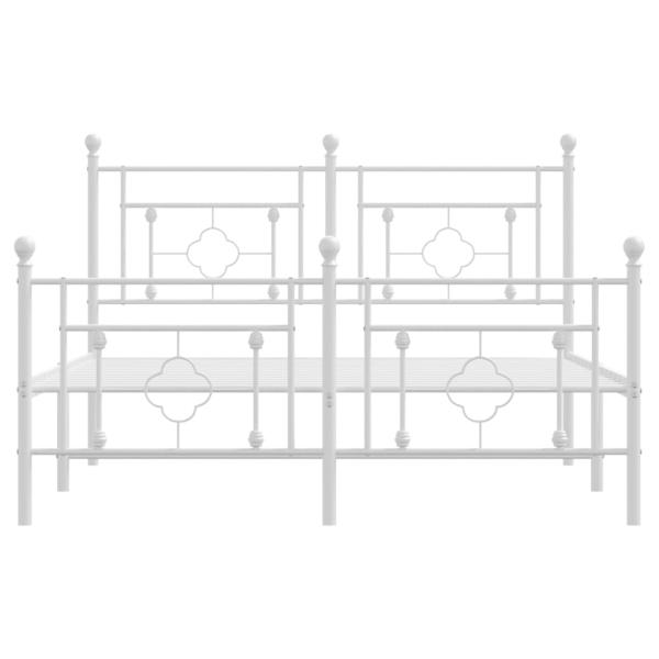 Bettgestell mit Kopf- und Fußteil Metall Weiß 135x190 cm